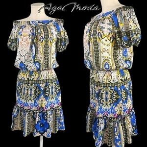 5/48 Saks 5th Avenue Off the Shoulder Mini Dress with Ornamental Designs